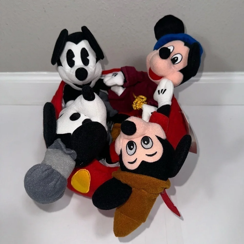 Disney Store Mickey Mouse Plush Bean Bag Set NWT 70th Anniversary